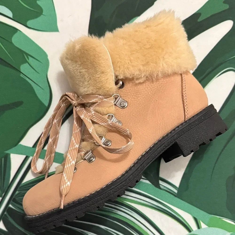 J. Crew Beige Fur-Lined Winter Boots